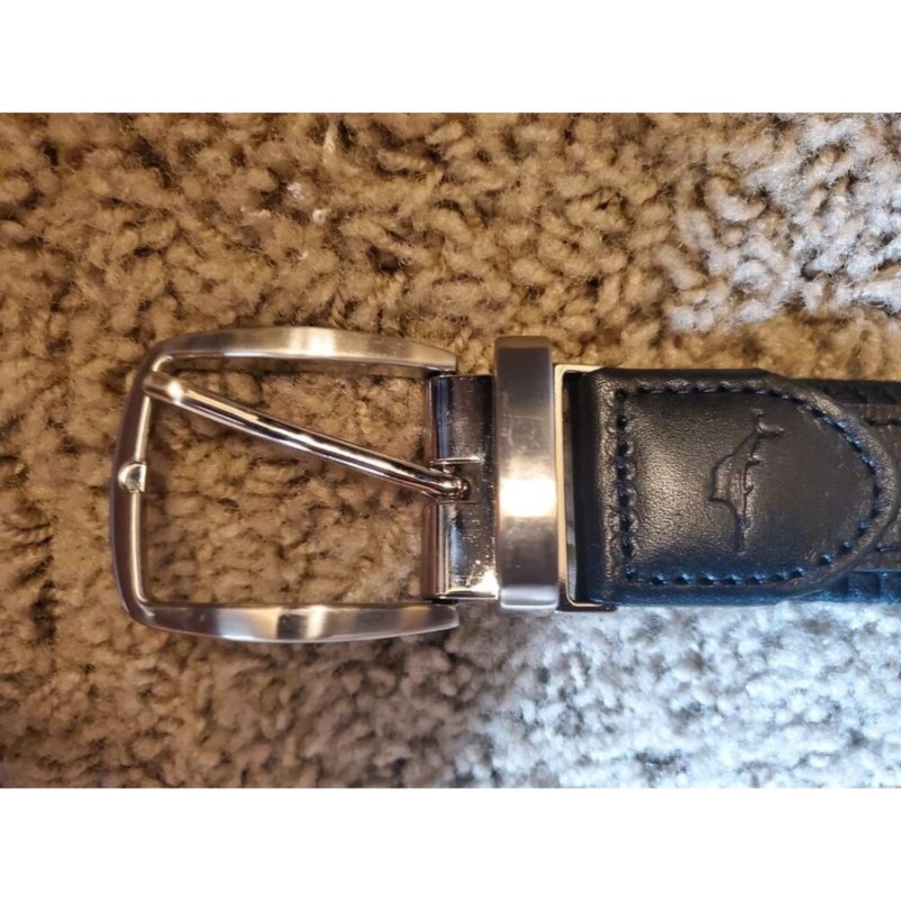 Tommy Bahama Men's Black Braided Stretch Webbing Belt Leather Trim Size L 38-40